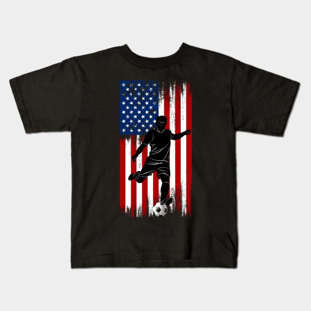 American Flag Soccer Apparel Soccer Kids T-Shirt by binnacleenta